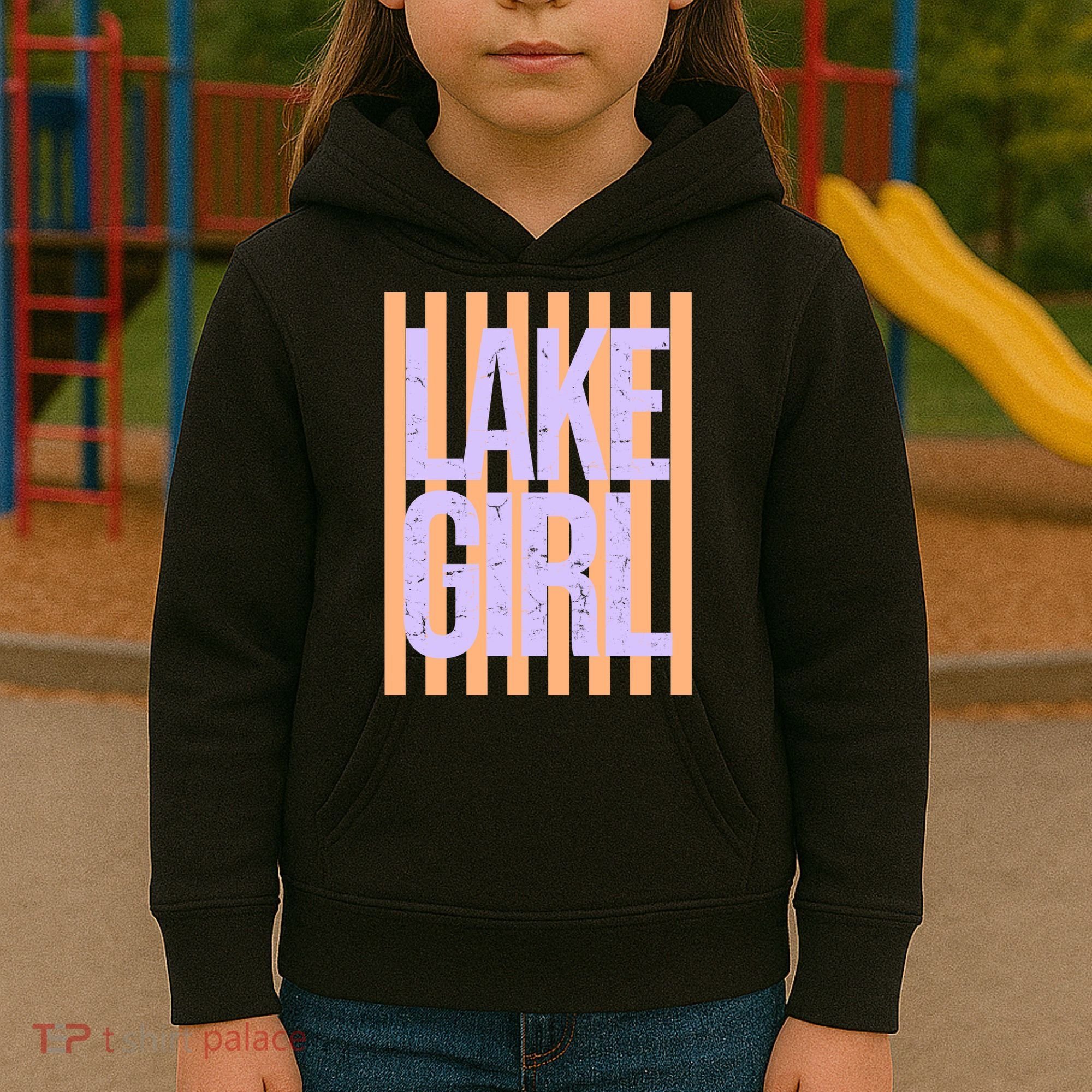Retro Stripes Sunshine Lake Girl Kids Hoodie