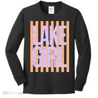 Retro Stripes Sunshine Lake Girl Kids Long Sleeve Shirt thumb 0