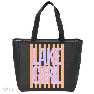 Retro Stripes Sunshine Lake Girl Tote Bag