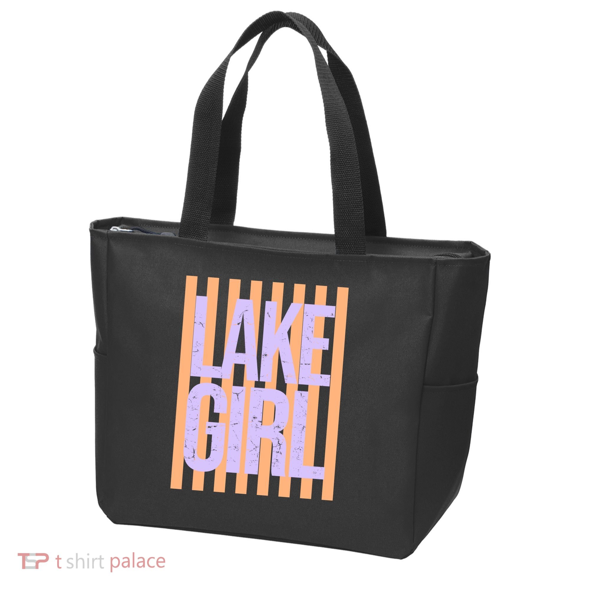 Retro Stripes Sunshine Lake Girl Tote Bag