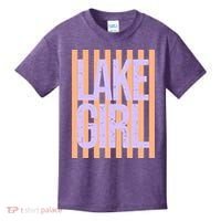 Retro Stripes Sunshine Lake Girl Kids T-Shirt thumb 0