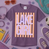 Retro Stripes Sunshine Lake Girl Kids T-Shirt thumb 3