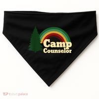Retro Summer Staff Rainbow Camp Counselor Pine Tree Gift USA-Made Doggie Bandana thumb 0
