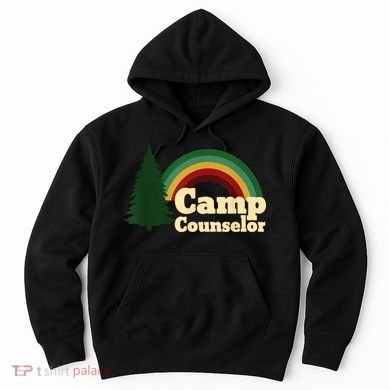 Retro Summer Staff Rainbow Camp Counselor Pine Tree Gift Hoodie