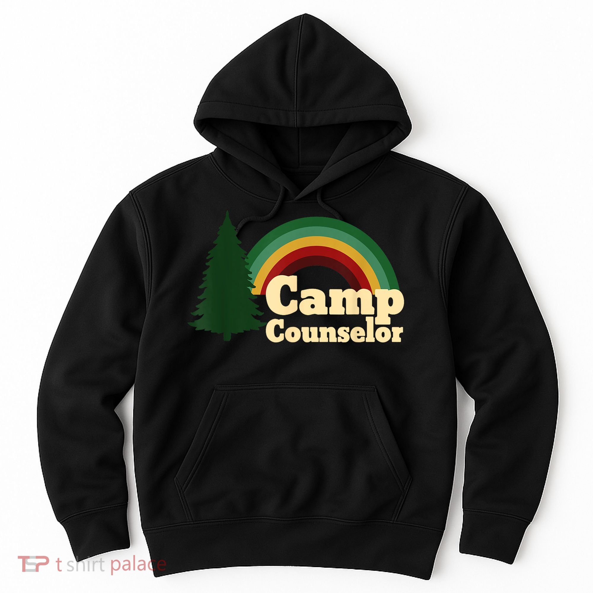 Retro Summer Staff Rainbow Camp Counselor Pine Tree Gift Hoodie