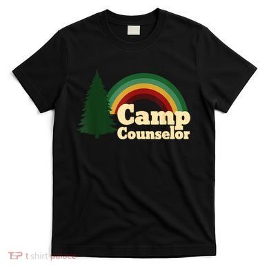 Retro Summer Staff Rainbow Camp Counselor Pine Tree Gift T-Shirt