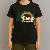 Retro Summer Staff Rainbow Camp Counselor Pine Tree Gift T-Shirt thumb 4