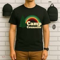 Retro Summer Staff Rainbow Camp Counselor Pine Tree Gift T-Shirt thumb 6