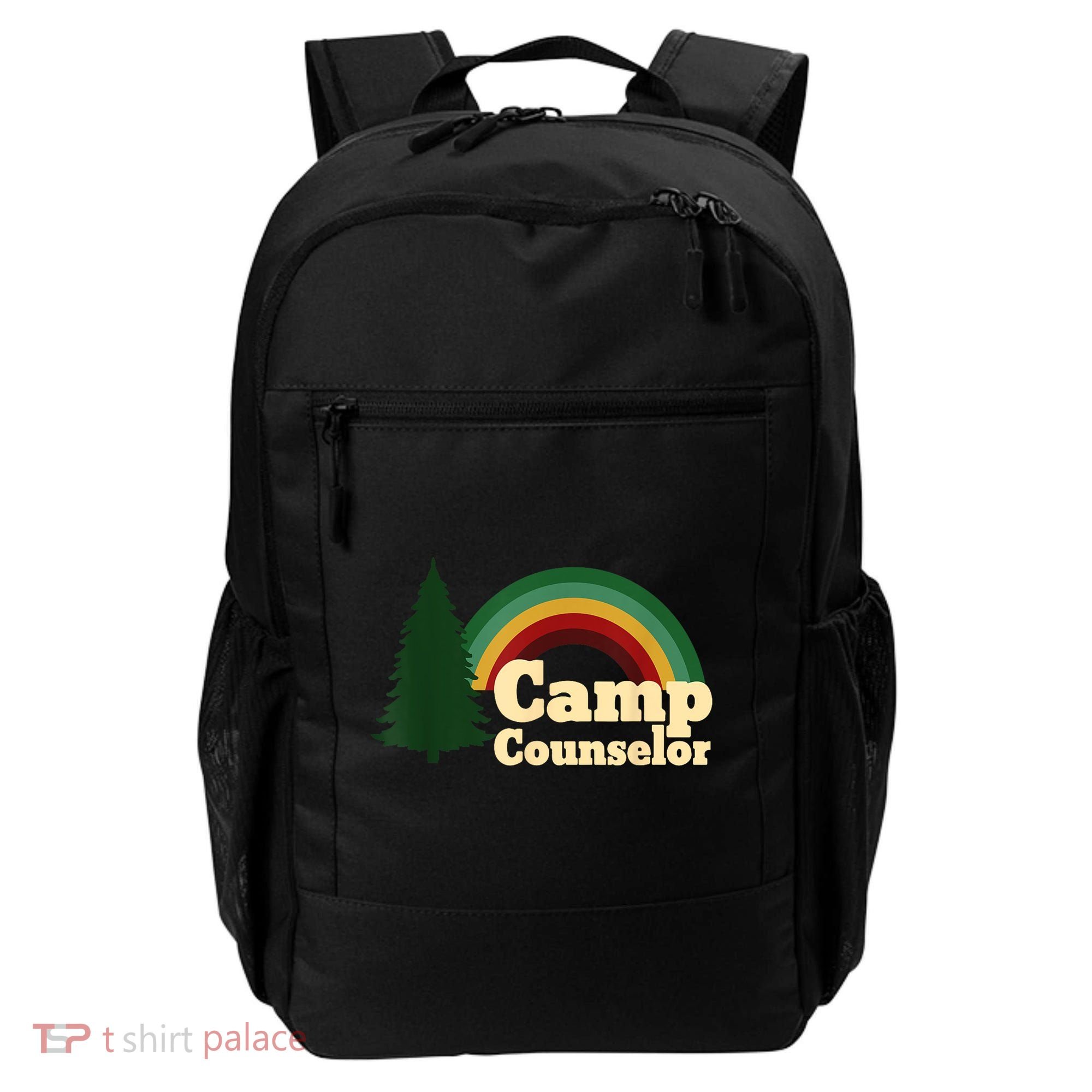 Retro Summer Staff Rainbow Camp Counselor Pine Tree Gift Backpack