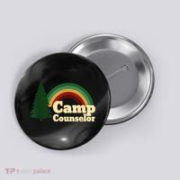 Retro Summer Staff Rainbow Camp Counselor Pine Tree Gift Button thumb 0
