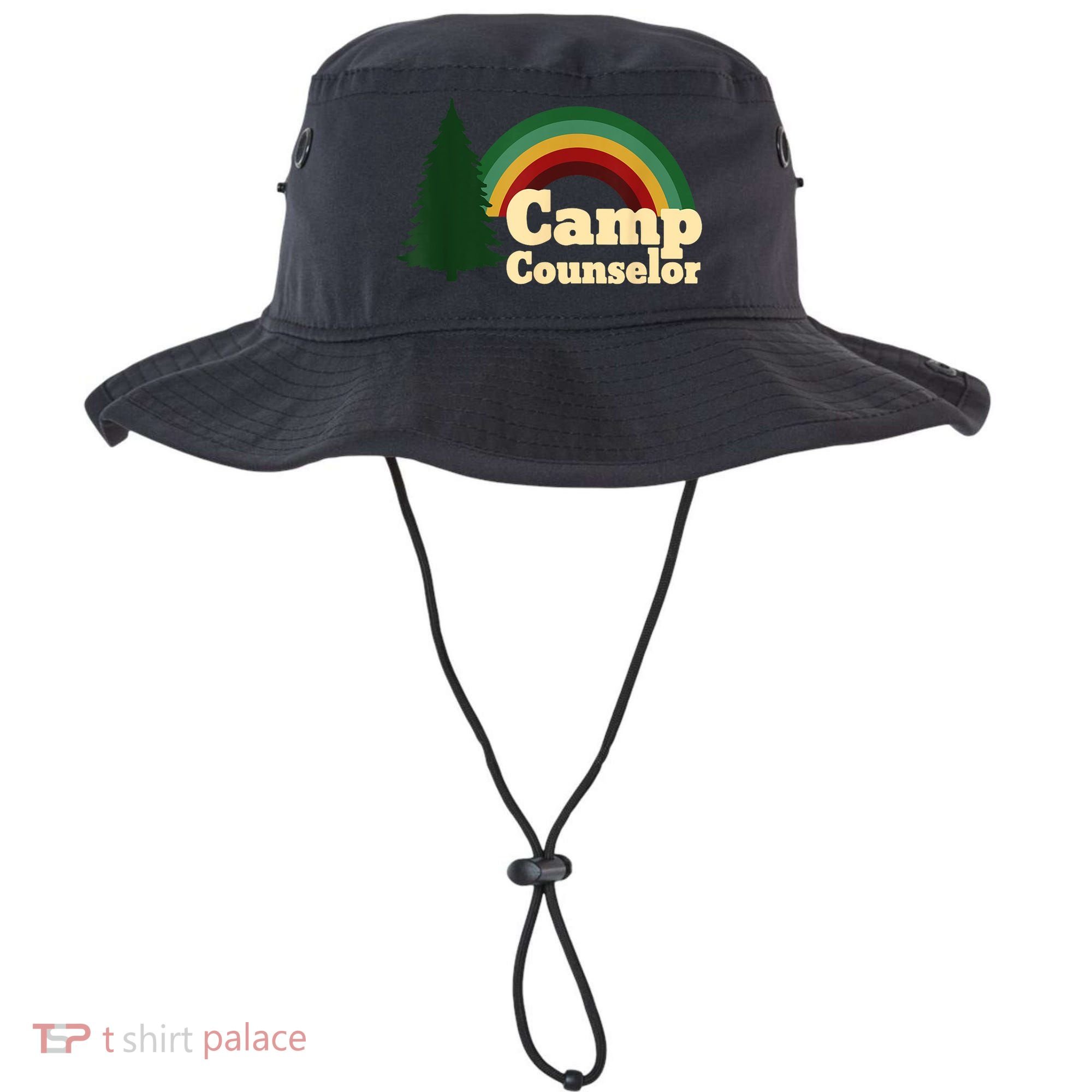 Retro Summer Staff Rainbow Camp Counselor Pine Tree Gift Bucket Hat