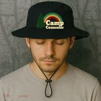 Retro Summer Staff Rainbow Camp Counselor Pine Tree Gift Bucket Hat thumb 2