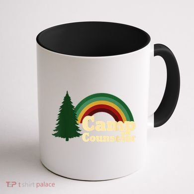 Retro Summer Staff Rainbow Camp Counselor Pine Tree Gift Coffee Mug back