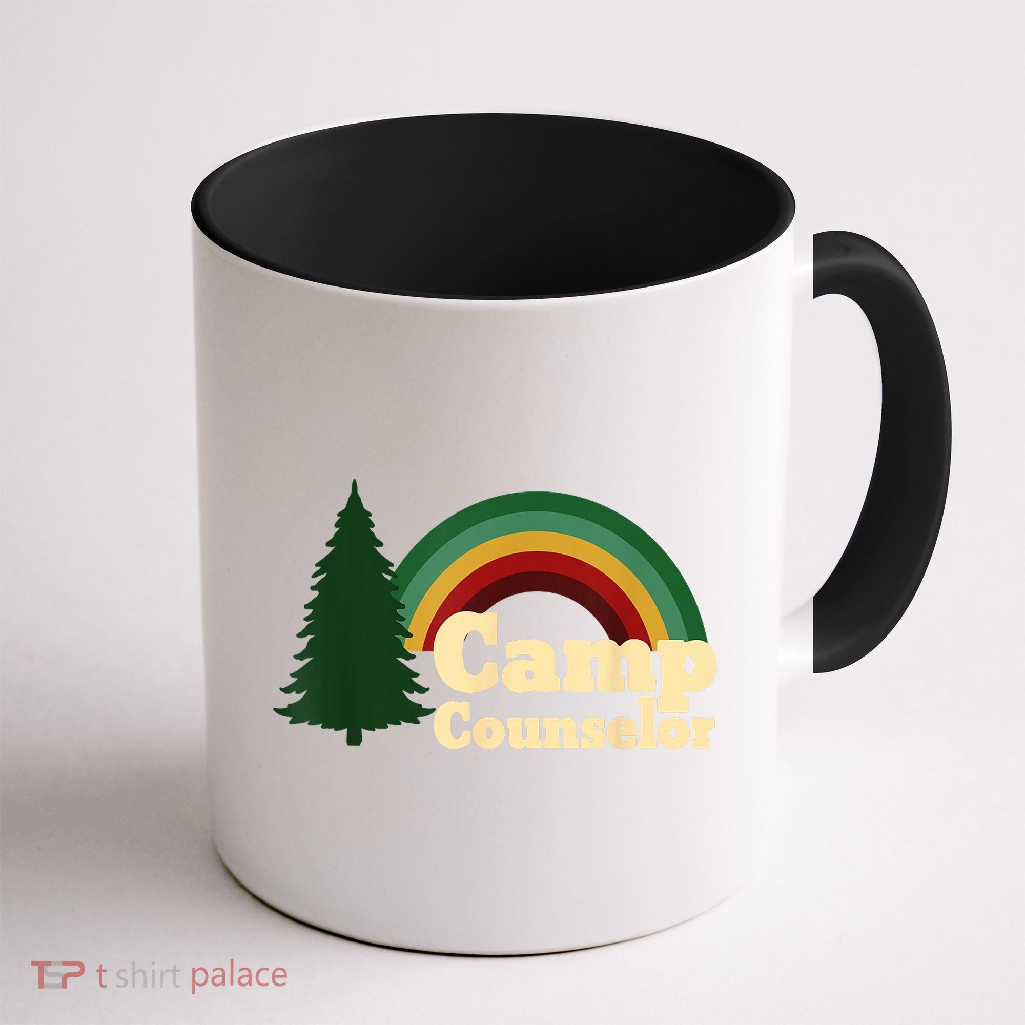 Retro Summer Staff Rainbow Camp Counselor Pine Tree Gift Coffee Mug