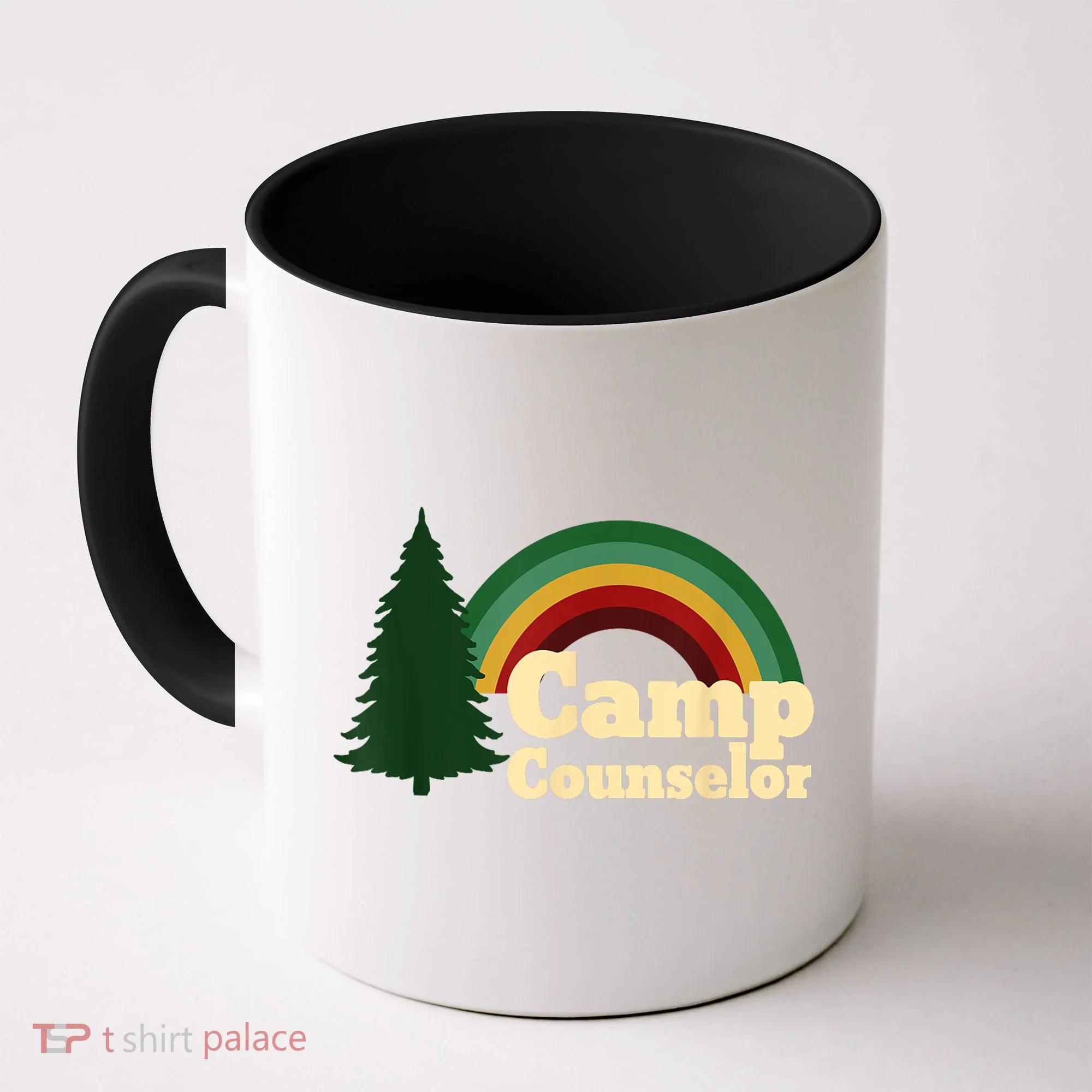 Retro Summer Staff Rainbow Camp Counselor Pine Tree Gift Coffee Mug