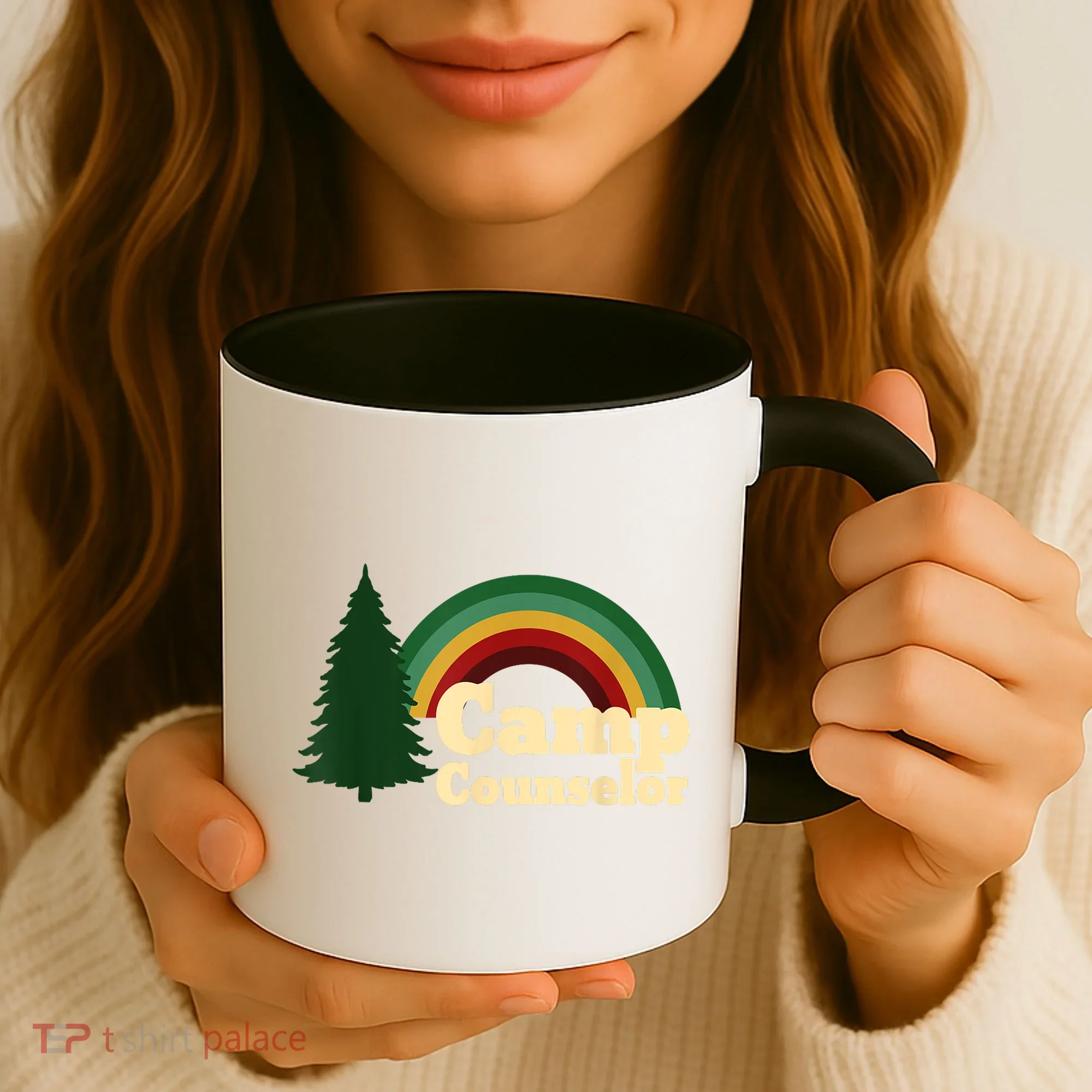 Retro Summer Staff Rainbow Camp Counselor Pine Tree Gift Coffee Mug