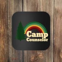 Retro Summer Staff Rainbow Camp Counselor Pine Tree Gift Coaster thumb 0