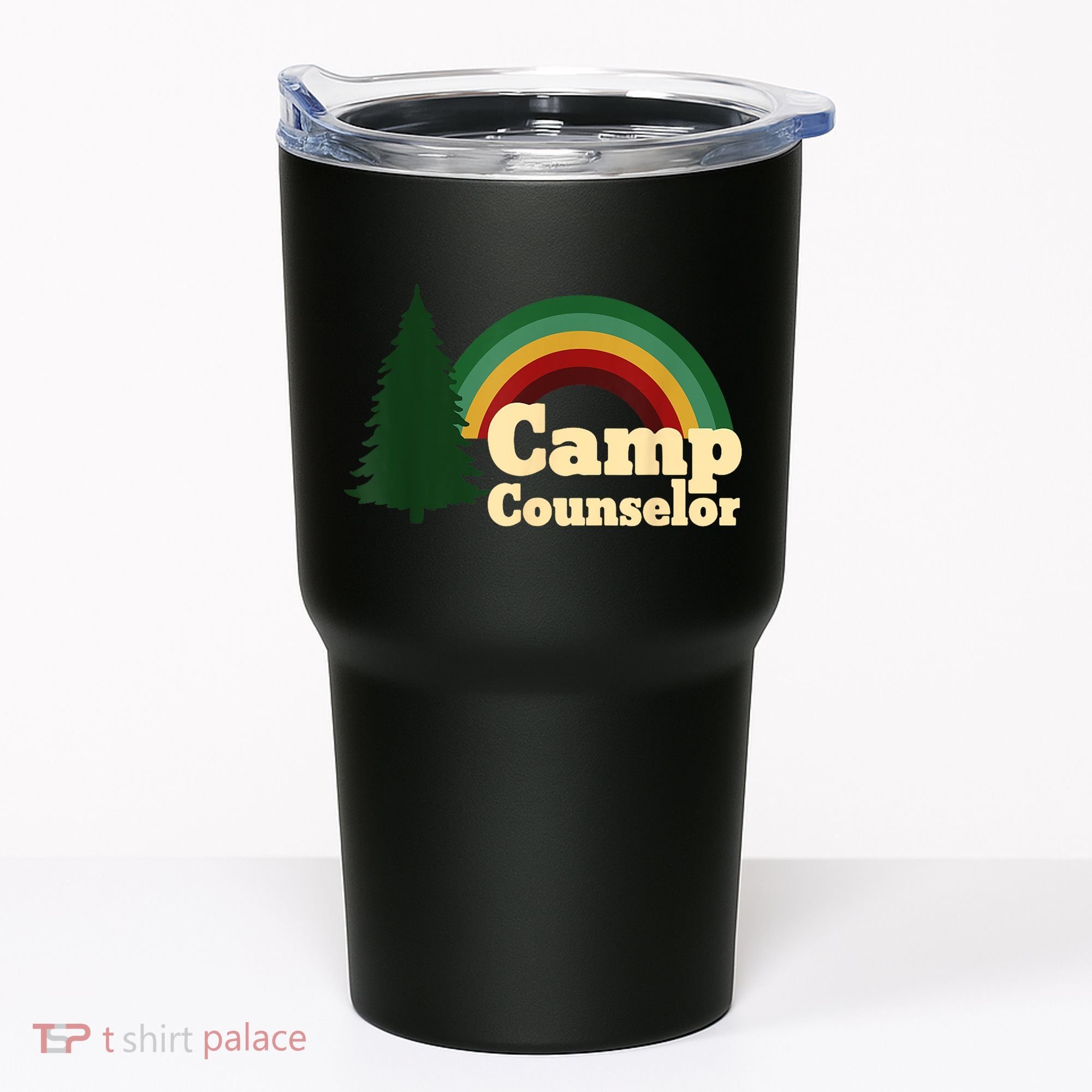 Retro Summer Staff Rainbow Camp Counselor Pine Tree Gift Tumbler