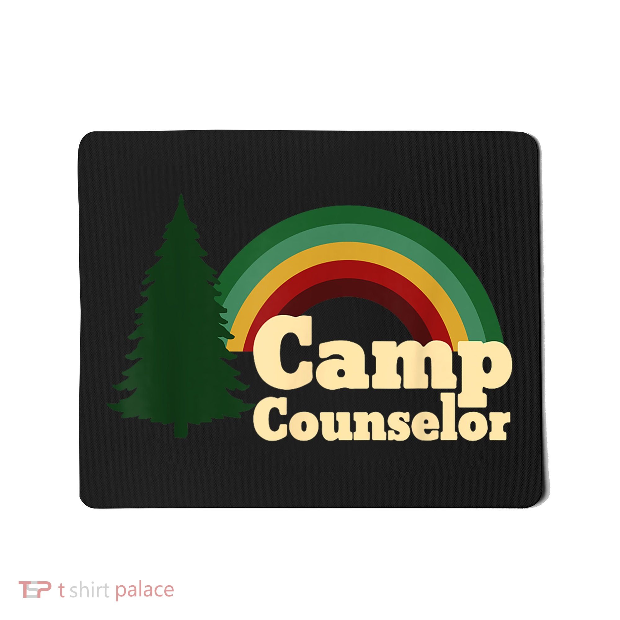 Retro Summer Staff Rainbow Camp Counselor Pine Tree Gift Mousepad