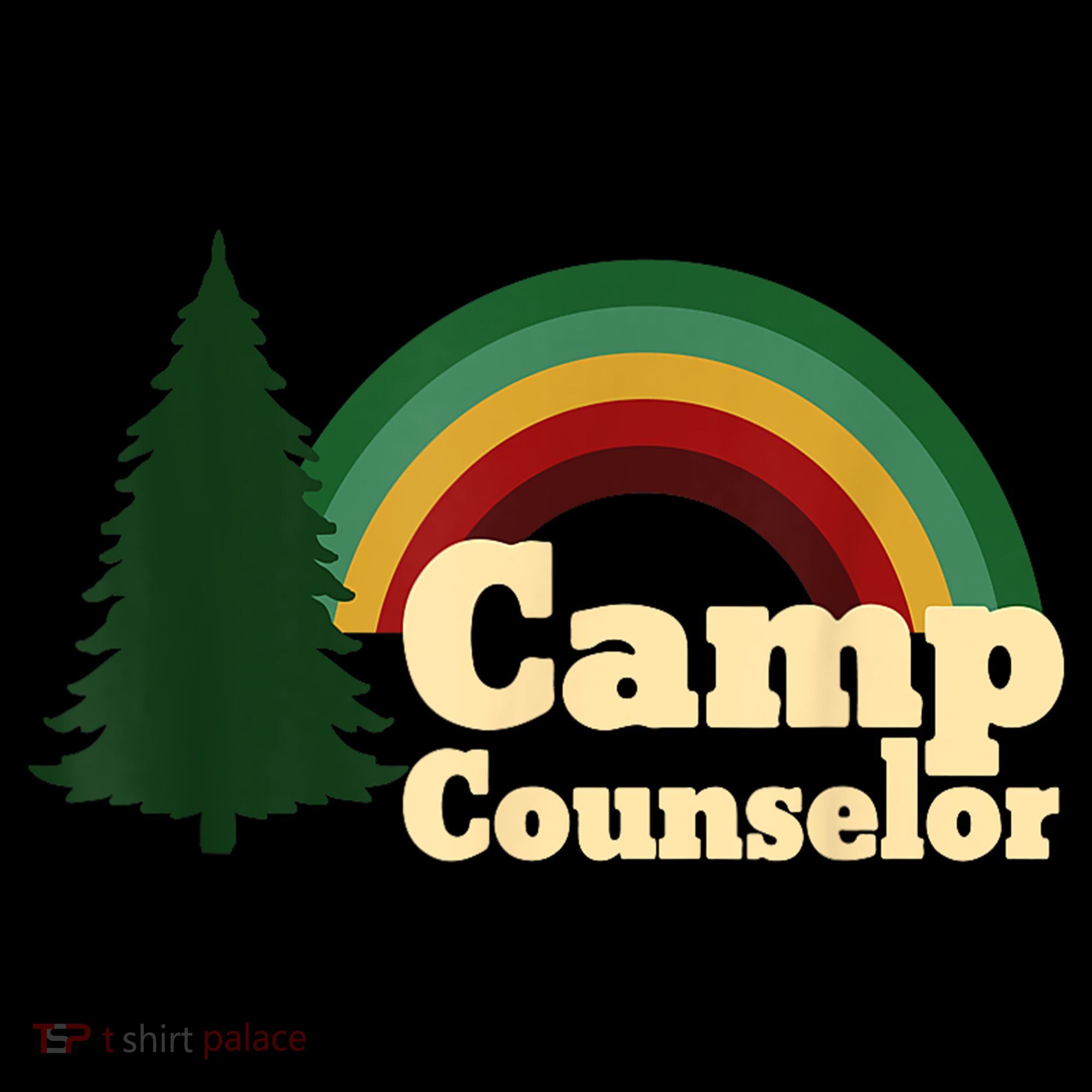Retro Summer Staff Rainbow Camp Counselor Pine Tree Gift Mousepad