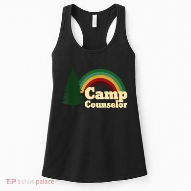 Retro Summer Staff Rainbow Camp Counselor Pine Tree Gift Women's Tank Top