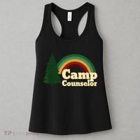 Retro Summer Staff Rainbow Camp Counselor Pine Tree Gift Women's Tank Top thumb 3