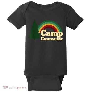 Retro Summer Staff Rainbow Camp Counselor Pine Tree Gift Baby Bodysuit