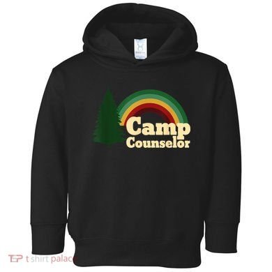 Retro Summer Staff Rainbow Camp Counselor Pine Tree Gift Toddler Hoodie