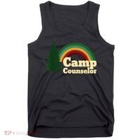Retro Summer Staff Rainbow Camp Counselor Pine Tree Gift Tank Top thumb 0