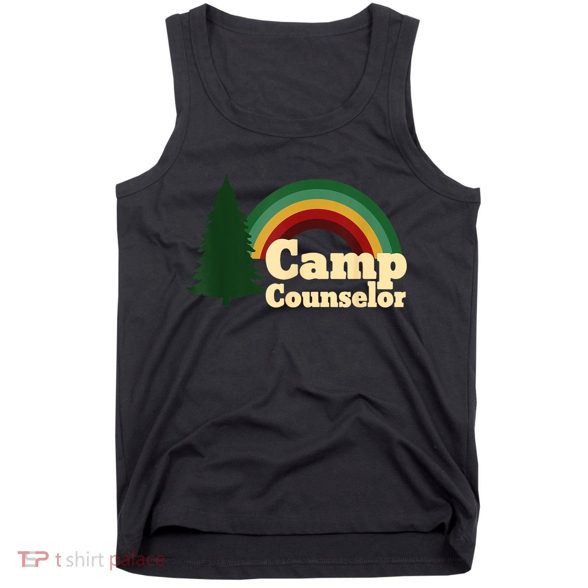 Retro Summer Staff Rainbow Camp Counselor Pine Tree Gift Tank Top