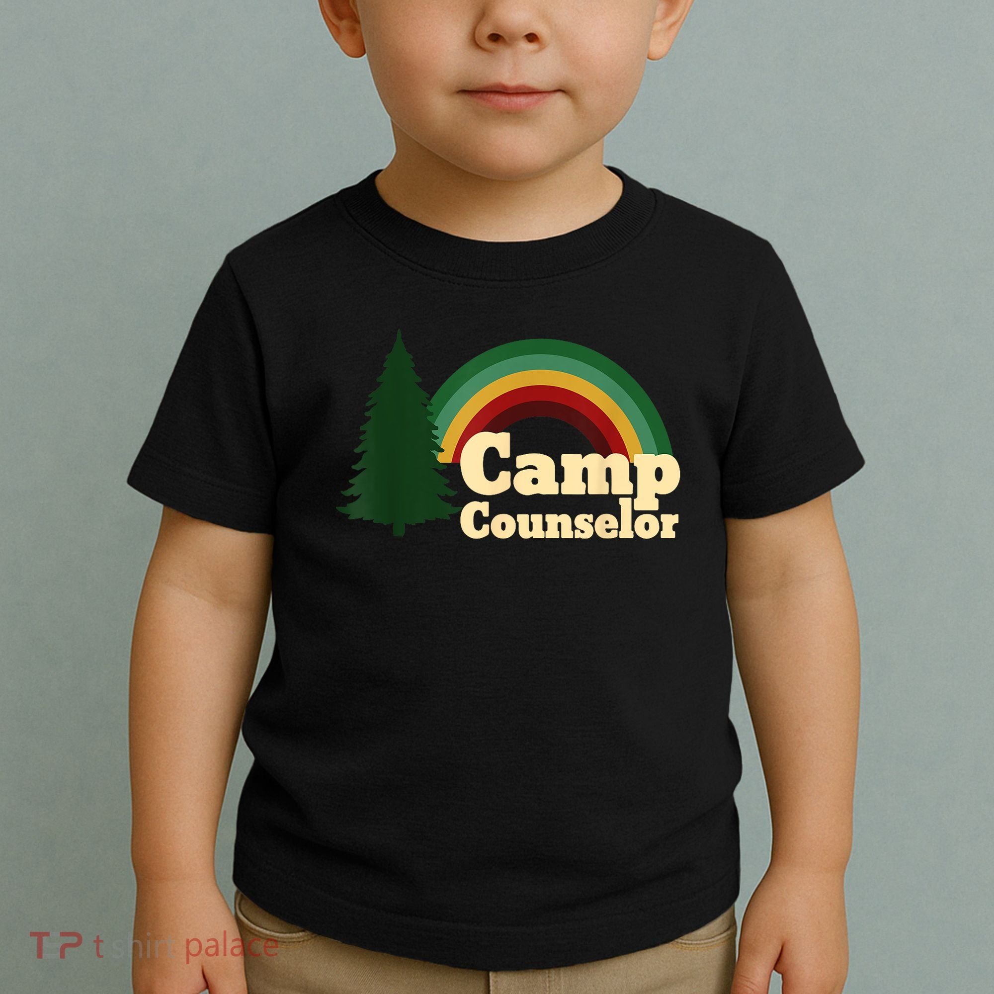 Retro Summer Staff Rainbow Camp Counselor Pine Tree Gift Toddler T-Shirt