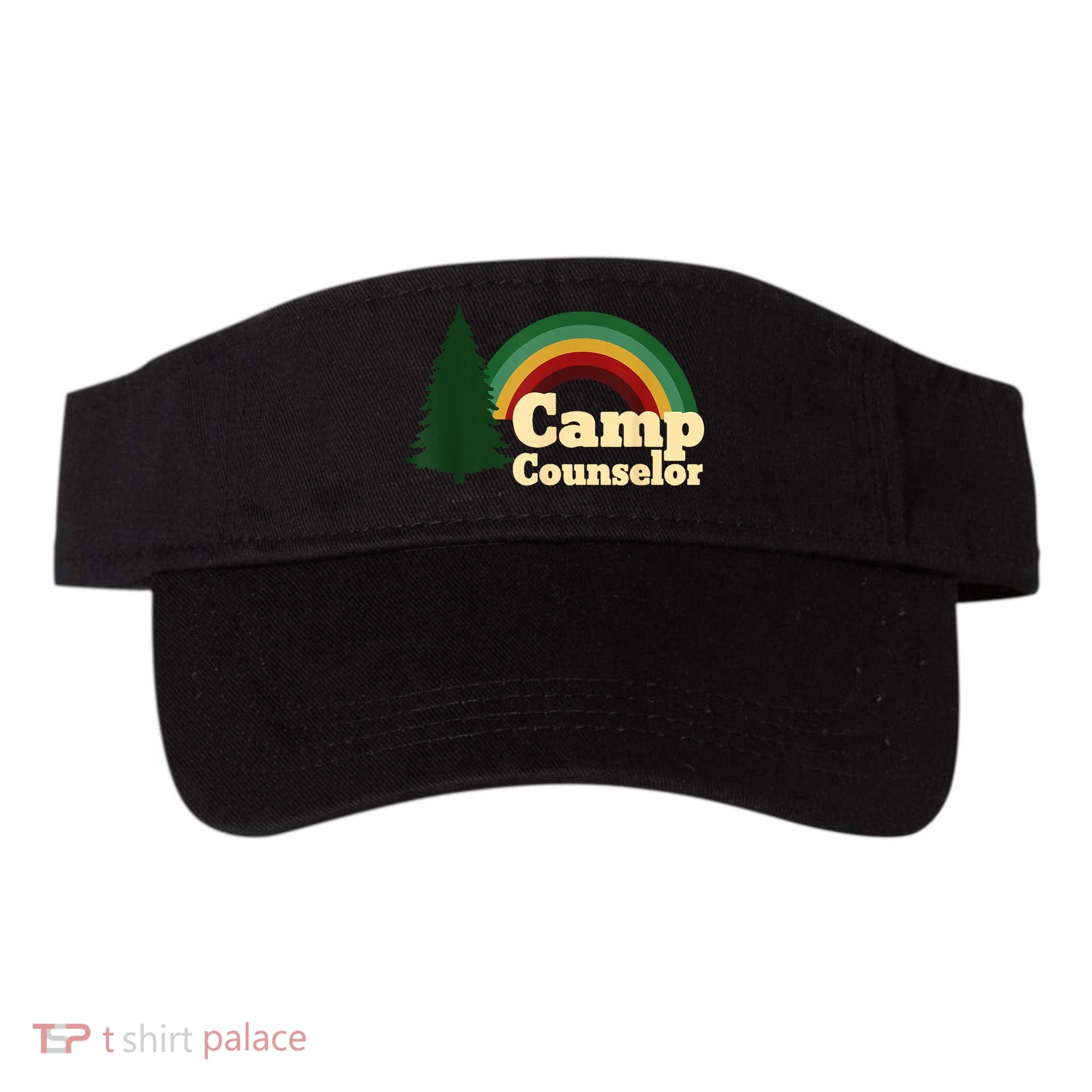 Retro Summer Staff Rainbow Camp Counselor Pine Tree Gift Visor