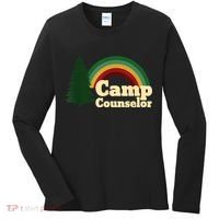 Retro Summer Staff Rainbow Camp Counselor Pine Tree Gift Women's Long Sleeve Shirt thumb 0