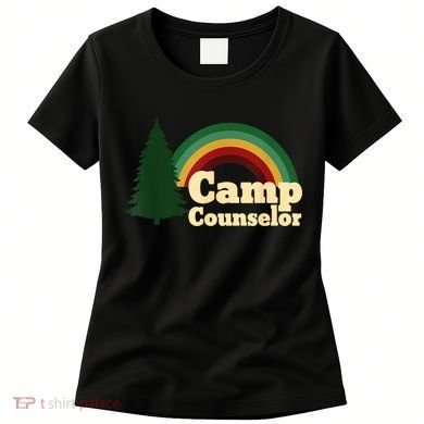 Retro Summer Staff Rainbow Camp Counselor Pine Tree Gift Women's T-Shirt