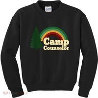 Retro Summer Staff Rainbow Camp Counselor Pine Tree Gift Kids Sweatshirt thumb 0