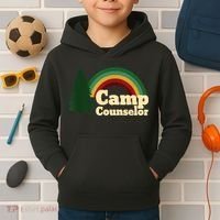 Retro Summer Staff Rainbow Camp Counselor Pine Tree Gift Kids Hoodie thumb 2