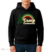 Retro Summer Staff Rainbow Camp Counselor Pine Tree Gift Kids Hoodie thumb 4