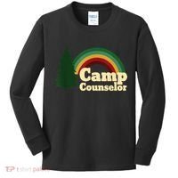 Retro Summer Staff Rainbow Camp Counselor Pine Tree Gift Kids Long Sleeve Shirt thumb 0