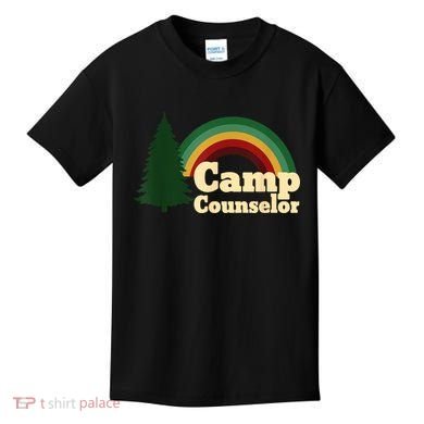 Retro Summer Staff Rainbow Camp Counselor Pine Tree Gift Kids T-Shirt