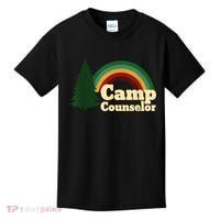 Retro Summer Staff Rainbow Camp Counselor Pine Tree Gift Kids T-Shirt thumb 0