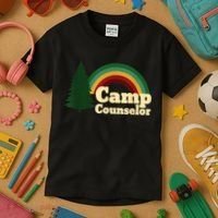 Retro Summer Staff Rainbow Camp Counselor Pine Tree Gift Kids T-Shirt thumb 3
