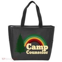Retro Summer Staff Rainbow Camp Counselor Pine Tree Gift Tote Bag thumb 0