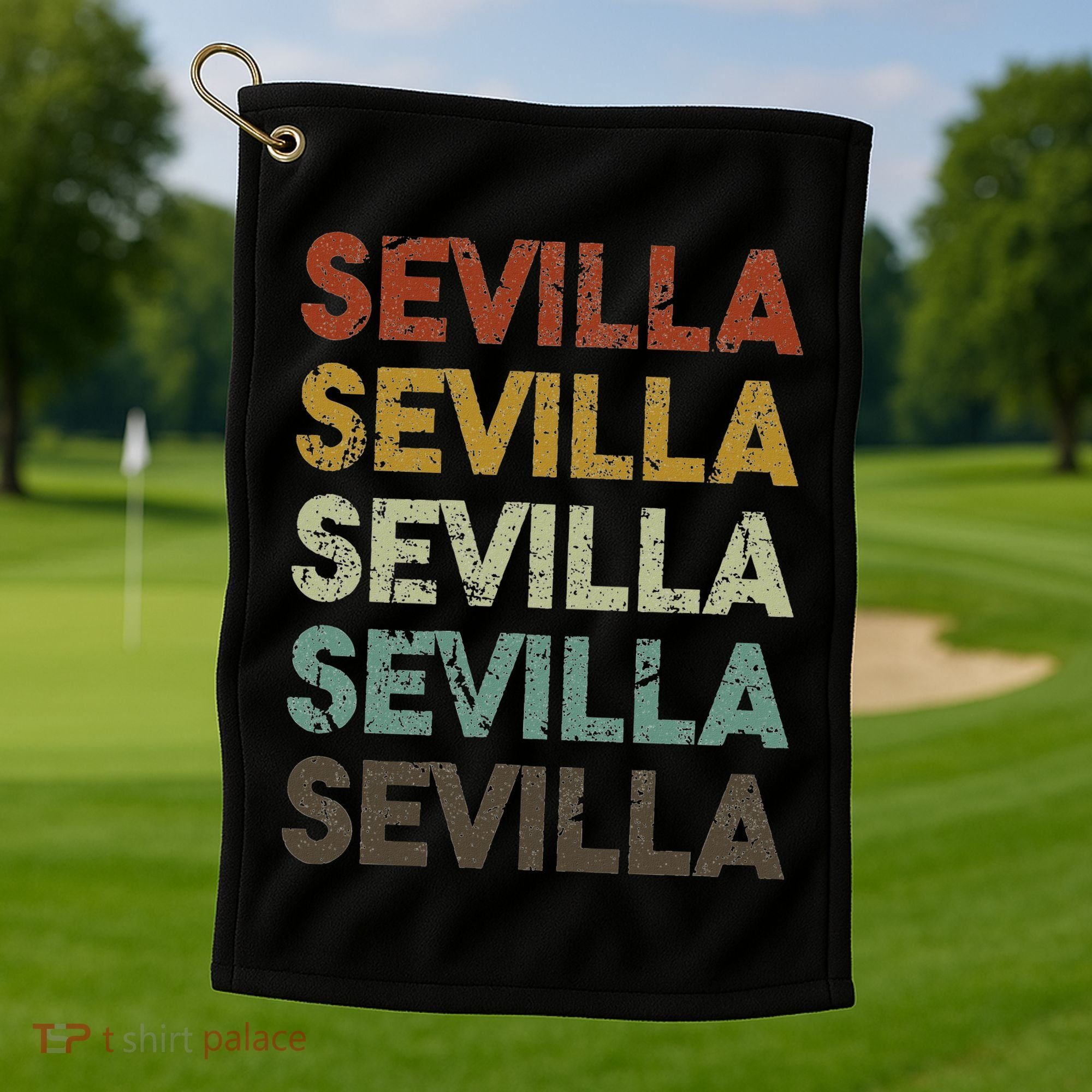 Retro Sevilla Spain 80s Style Golf Towel