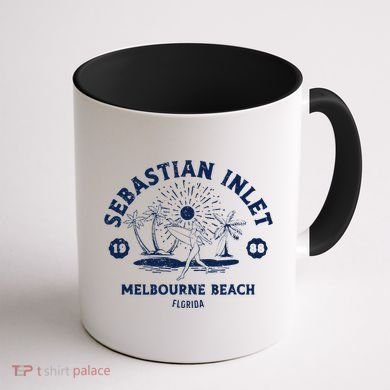 Retro Surfing Sebastian Inlet Melbourne Beach Florida Surf Coffee Mug back