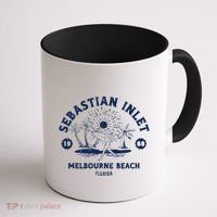 Retro Surfing Sebastian Inlet Melbourne Beach Florida Surf Coffee Mug thumb 1