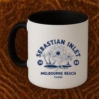 Retro Surfing Sebastian Inlet Melbourne Beach Florida Surf Coffee Mug thumb 2