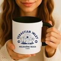 Retro Surfing Sebastian Inlet Melbourne Beach Florida Surf Coffee Mug thumb 3