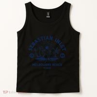 Retro Surfing Sebastian Inlet Melbourne Beach Florida Surf Tank Top thumb 2