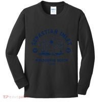 Retro Surfing Sebastian Inlet Melbourne Beach Florida Surf Kids Long Sleeve Shirt thumb 0