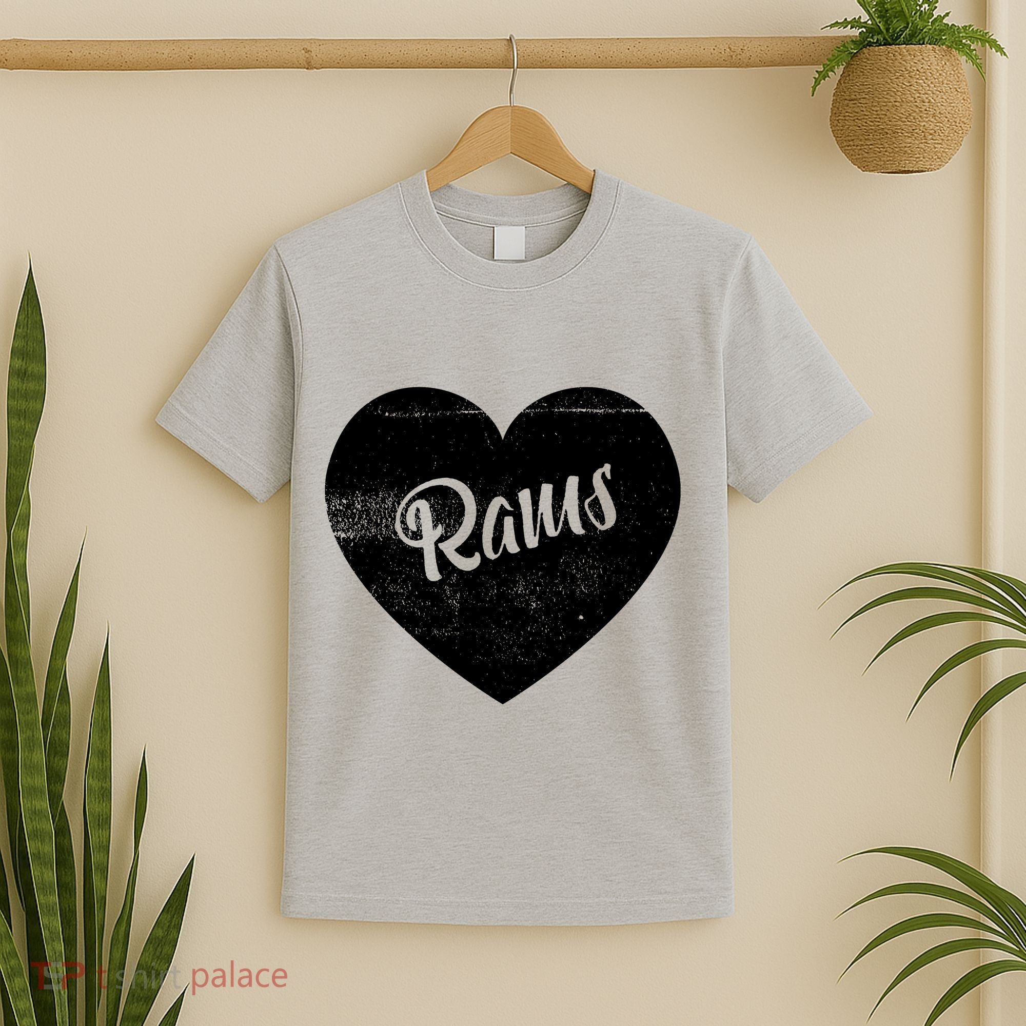 Rams School Sports Fan Team Spirit Cute Heart T-Shirt